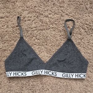 Gilly Hicks Grey Triangle Bralette XS Wireless Crop Bra Festival Coachella New